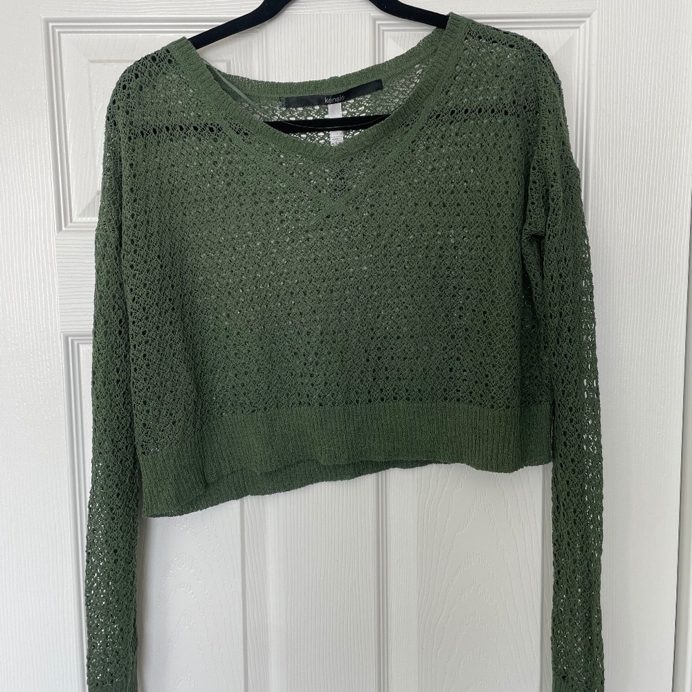 Kensie Cropped Crochet Sweater